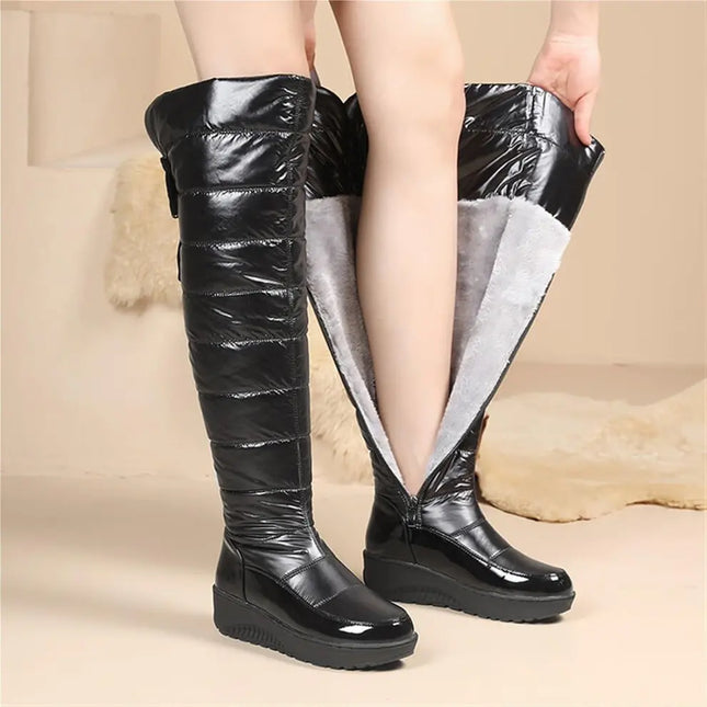 Over the Knee Black Waterproof Snow Boots for Women