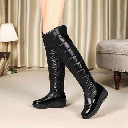 Over the Knee Black Waterproof Snow Boots for Women