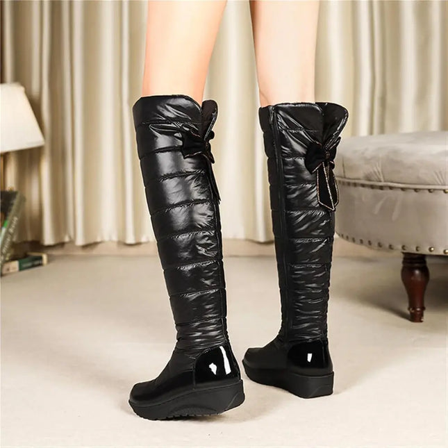 Over the Knee Black Waterproof Snow Boots for Women