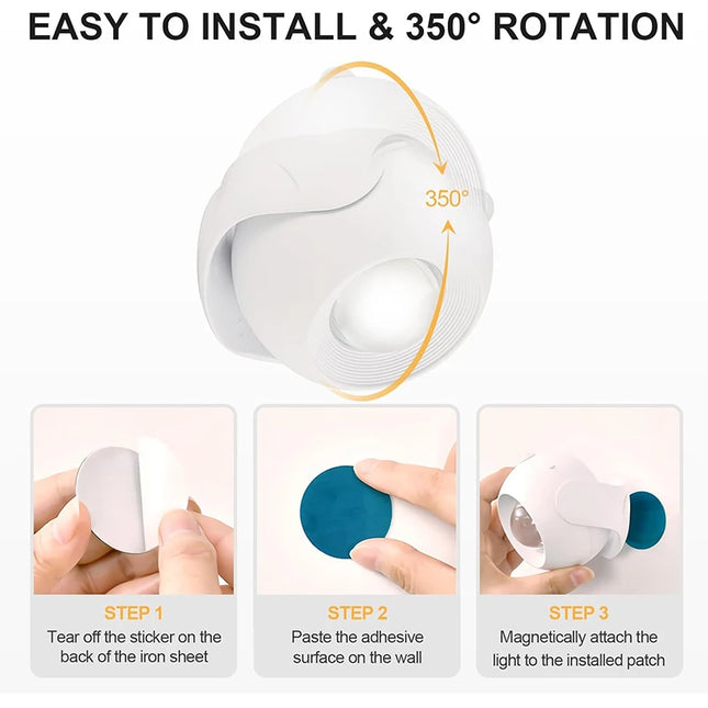 360° Rotation Motion Led Sensor Wall Lamp