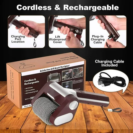 Rechargeable Electric Grill Brush with LED Light
