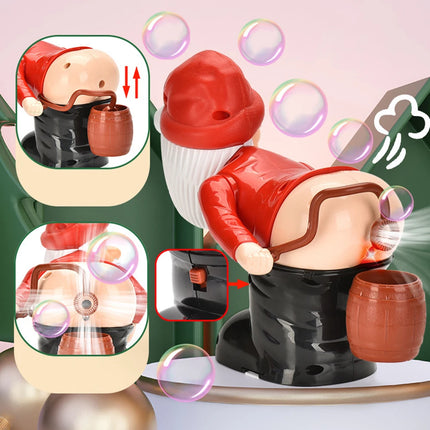 Funny Santa Claus bubble modeling of the fart