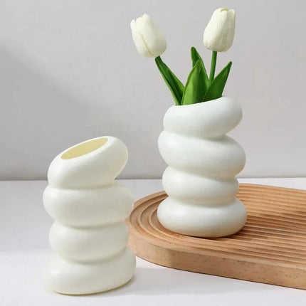 Modern white spiral vase