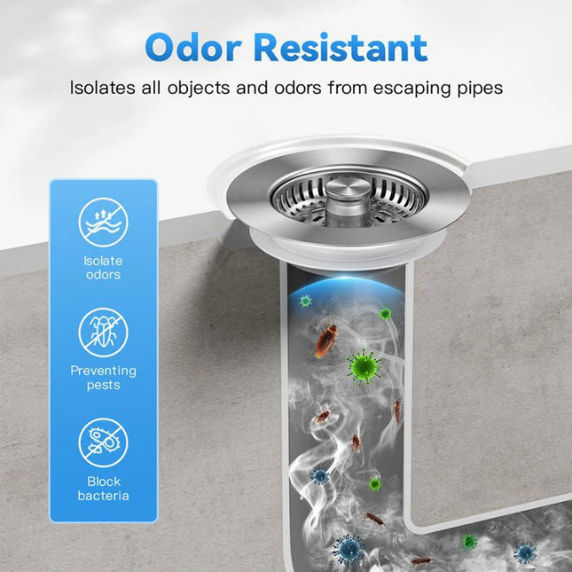 Kitchen Sink Drain Strainer 3 in 1