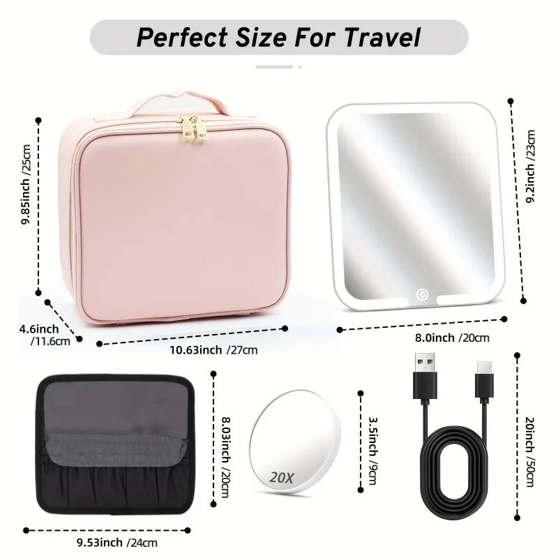 LED Light Cosmetic Bag Mirror