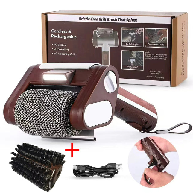 Rechargeable Electric Grill Brush with LED Light