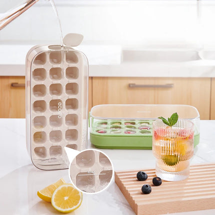 Press-Type Silicone Ice Cube Trays for Home Ice Storage and Making