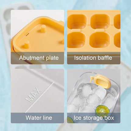 Press-Type Silicone Ice Cube Trays for Home Ice Storage and Making